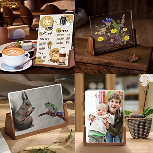 WEIMELTOY 5X7 Walnut Wooden Picture Frame,Brown Photo Frame with Double Side Acrylic Glass Cover, 2pcs Horizontal Vertical Photos for Table Top or Desktop Display, Gift for Family, Partner and Friends Gift