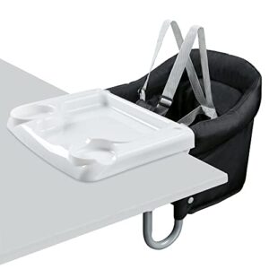 little one portable high chair for travel for babies and toddlers with 5-point harness and tray – baby seat for dining table, counter height, restaurant, camping – foldable and compact (black)