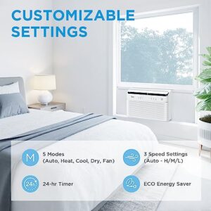 Midea 12000 BTU Smart Inverter Air Conditioner Window Unit with Heat and Dehumidifier – Cools up to 550 Sq. Ft., Energy Star Rated, Quiet Operation, Electronic Controls, Remote Control, White