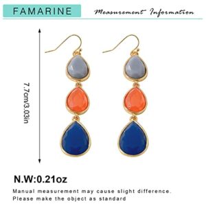 FAMARINE Multicolor Dangle Drop Earrings Bracelet Necklace for Girls Women, Red Blue