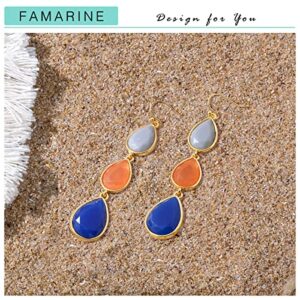 FAMARINE Multicolor Dangle Drop Earrings Bracelet Necklace for Girls Women, Red Blue