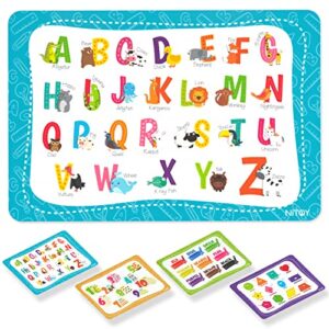 nibaby educational placemats for kids reusable wipeable - toddler placemats for learning alphabet abc color number shape - kids placemats for dining table kindergarten - set of 4