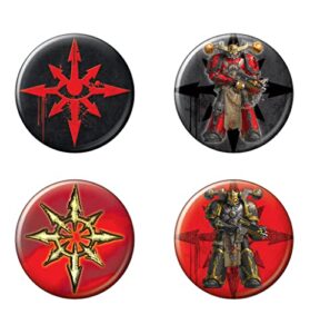 ata-boy warhammer 40,000 button set - chaos stars, black legions, night lords button set, officially licensed collectible buttons