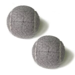 mxkoso precut walker tennis balls, heavy duty long lasting felt pad glide coverings for chairs desks furniture legs and floor protection 2 pcs (gray)