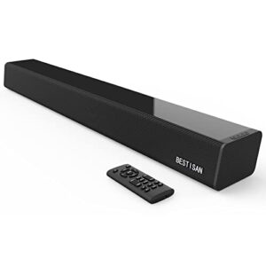 bestisan soundbar 28-inch 80w with hdmi-arc, bluetooth 5.0, optical coaxial usb aux connection, 4 speakers, 3 eqs, 110db surround sound bar home theater audio soundbar system for tv