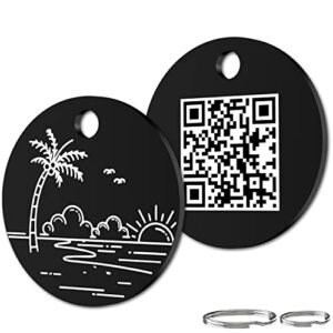 personalized dog id tags - customized dog tags - qr code pet id tags - scanable pet location alert email (s4, black 1 in)