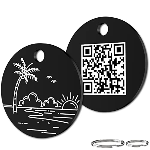 Personalized Dog id Tags - Customized Dog Tags - QR Code Pet ID Tags - Scanable Pet Location Alert Email (S4, Black 1 in)