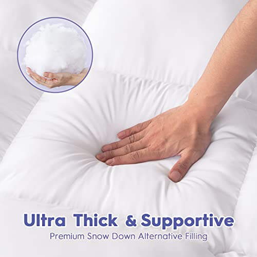 ABENE Queen Mattress Topper for Back Pain Relief, Extra Thick Mattress Pad Pillowtop, Soft Mattress Protector Cover with 8"-21" Deep Pocket, Overfilled Down Alternative Filling