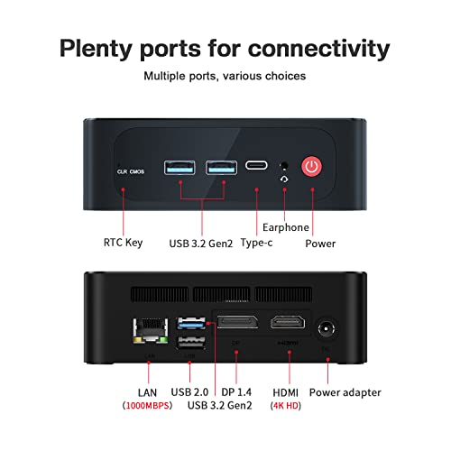 Beelink SER5 Mini PC, AMD Ryzen 5 5500U 6 Core(Up to 4.0GHz), 16GB DDR4 RAM 500GB NVMe M.2 SSD, Mini Desktop Computer Support 4K@60Hz Triple Display/USB 3.2/HDMI/DP/WiFi 6/BT5.2 for Home/Office/Gaming