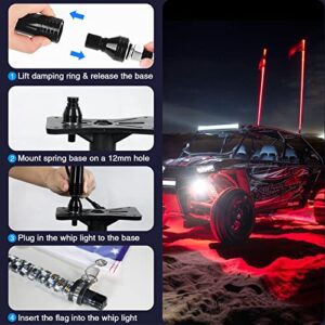 Atfoyer 2PCS 4FT Whip Lights, LED Light Whip for UTV ATV, APP and Remote Control, 366 Modes, Spiral RGB Chasing Light, Lighted Antenna Whip for Off-Road Truck Sand Buggy 4 Wheeler RZR Can-Am Polari