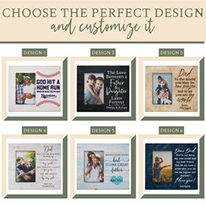 Personalized Dad Picture Frame | 6 Unique Designs incl. Baseball w/ 2 Size Options 4x6, 5x7 | Custom Fathers Day Photo Frame - Dad Gifts from Daughter, Son - Birthday Gifts for Dad