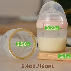 haakaa Gen.3 Silicone Baby Bottle Anti-Colic Baby Bottle with Slow Flow Nipple for Infant Newborn, 5.4oz/160ml, Peach