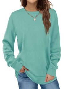 long sleeve tops for women loose fit dressy tunic darkturquoise l