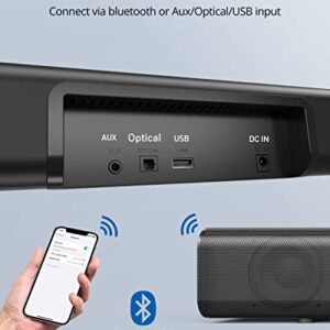 Sound Bar, SOUNDWINGS 26-Inch Soundbar for TV, 3D Surround Sound Audio System, Bluetooth 5.1/USB Connectivity, Button/Remote Control, for 4K & HD TV, 3 Equalizer Mode for Home Theater/Gaming/Projector