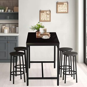 AWQM Counter Height Table with 4 Stools, 5-Piece Pub Table Set for Small Space Kitchen Breakfast Table, Bar Table and Chairs Set, Kitchen Dining Table Set, Space Saving Furniture (Black)