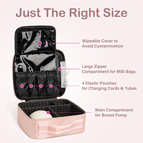 Wearable Breast Pump Bag, Compatible with Elvie and Willow Breast Pump, Hard Container Case Bag for Working Moms, Holds Pump Accessories, Milk Bags