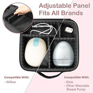 Wearable Breast Pump Bag, Compatible with Elvie and Willow Breast Pump, Hard Container Case Bag for Working Moms, Holds Pump Accessories, Milk Bags