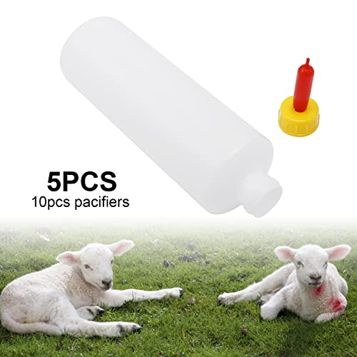 5 Sets 400ml Lamb Feeding Bottle, Kid Livestock Drink Bottle Goat Milk Bottle Lamb Nursing Bottles Milk Feeder Bottles for Farm