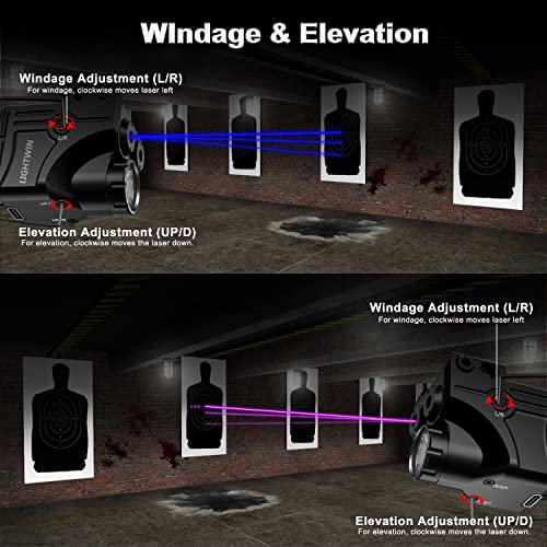 LIGHTWIN Blue Purple Laser Beams with 600 Lumens Flashlight for Pistols, 3 in1 Laser Light Combo, Tactical Laser Flashlight USB Rechargeable Laser Sight, Strobe & Steady Flashlight for Picatinny Rail