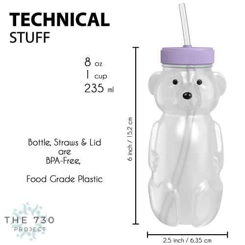 Honey Bear Straw Cup for Babies 3 pack; 8oz straw bear cup with improved safety lid design; honeybear baby cup straw; honey bear cup and honey bear bottle. Straw learning therapy cup(Unicorn- PURPLE)