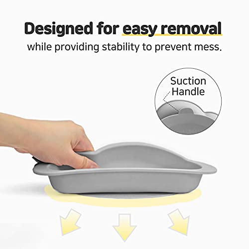 Mother's Corn Suction Plate for Baby | Divided Food-Grade 100% Silicone Feeding Bowls and Dishes for Kids, Infants & Toddlers - BPA-Free, Microwave, Dishwasher & Oven Safe | Cloud Design | Pink