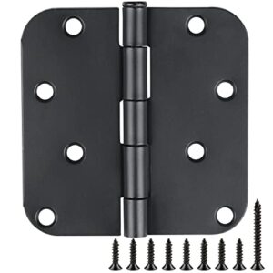 18 pack black door hinges 4 inch x4" rounded heavy duty exterior door hinges black matte black hinges for interior doors,front/entry/hinged/steel/barn-style/inside/outside door hardware hinge 8 holes