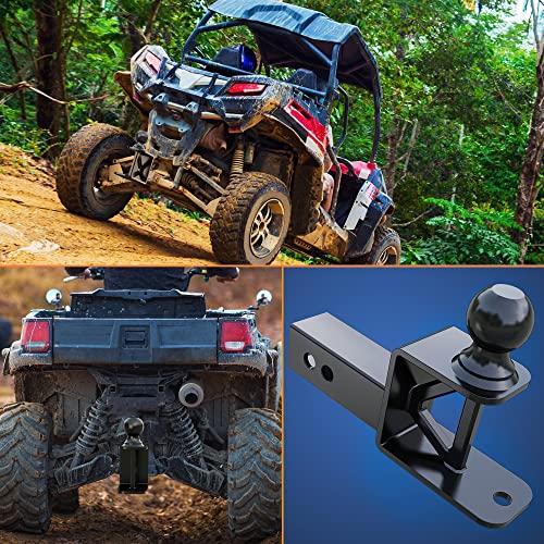 LOCAME 3-in-1 ATV/UTV Tralier Hitch Mount, Fits 2-Inch Receiver, 2-Inch Ball Hitch Adapter, 5000 LBS GTW-Multi Hitch, Black, LC0051