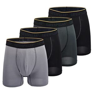 caterpillar men's 4-pack comfort core boxer briefs, grey, large