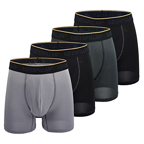 Caterpillar Men's 4-Pack Comfort Core Boxer Briefs, Grey, Large