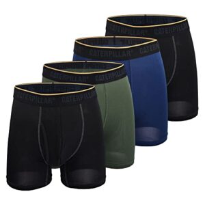 caterpillar men's 4-pack comfort core boxer briefs, green, large