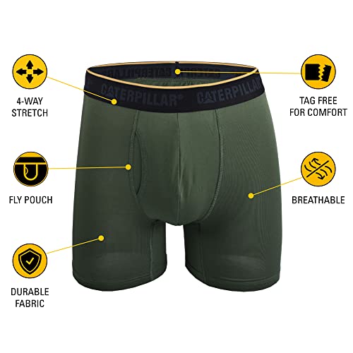 Caterpillar Men's 4-Pack Comfort Core Boxer Briefs, Green, Large