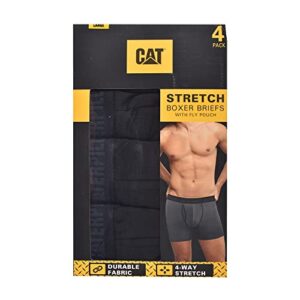 Caterpillar Men's 4-Pack Comfort Core Boxer Briefs, Black, Large