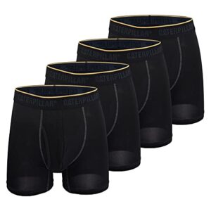 caterpillar men's 4-pack comfort core boxer briefs, black, large
