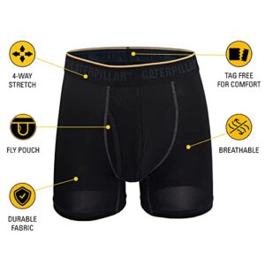 Caterpillar Men's 4-Pack Comfort Core Boxer Briefs, Black, Large