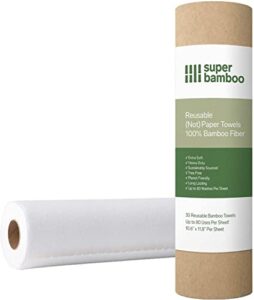 cleanomic - super bamboo paper towels (3 pack) - 100% bamboo fiber towels, fast-absorbent kitchen paper towels, durable and reusable up to 80 times bamboo towels, bamboo kitchen tissue roll