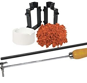 Sand Casting Set Kit with 2.2 Lbs Delft Clay Sand, Cast Iron Mold Flask Frame, Ceramic Crucible, Tongs & Stir Rod Melting Casting Refining Gold Silver Copper Jewelry Making