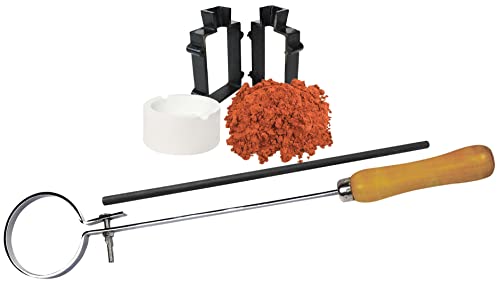 Sand Casting Set Kit with 2.2 Lbs Delft Clay Sand, Cast Iron Mold Flask Frame, Ceramic Crucible, Tongs & Stir Rod Melting Casting Refining Gold Silver Copper Jewelry Making