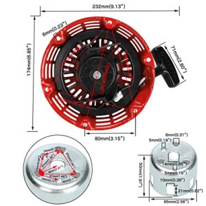 YOXUFA Recoil Pull Starter for Predator 196cc 212cc 6.5hp Coleman CT200U CT200U-EX BT200X KT196 Baja MB200 Trailmaster Hammerhead Massimo Harbor Freight GX120 GX160 GX200 Mini Bike Go Kart Cart Engine