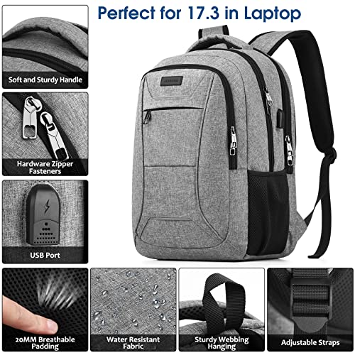 BIKROD Backpack for Men, School Backpack for Teen Water Resistant Back Pack with USB Charging Port, Adult Business Anti Theft Durable Work Computer Bag Gifts Fits 17.3 Inch Laptop