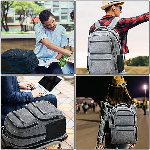 Backpack for Men and Women, School Backpacks for Teen Boys Water Resistant TSA Travel Backpack with USB Charging Port, Business Anti Theft Durable Computer Bag Gifts Fits 15.6 Inch Laptop, Grey