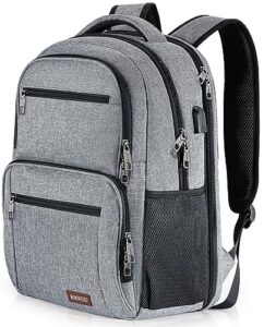 backpack for men and women, school backpacks for teen boys water resistant tsa travel backpack with usb charging port, business anti theft durable computer bag gifts fits 15.6 inch laptop, grey