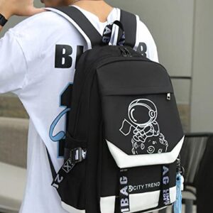 BKFDFVB Kids Anime Luminous Astronaut School Backpack with USB Charging Port Outdoor Hiking Bags for Boys Girls-1