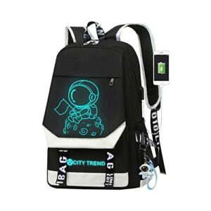 bkfdfvb kids anime luminous astronaut school backpack with usb charging port outdoor hiking bags for boys girls-1