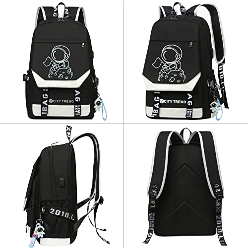 BKFDFVB Kids Anime Luminous Astronaut School Backpack with USB Charging Port Outdoor Hiking Bags for Boys Girls-1