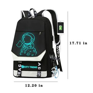 BKFDFVB Kids Anime Luminous Astronaut School Backpack with USB Charging Port Outdoor Hiking Bags for Boys Girls-1