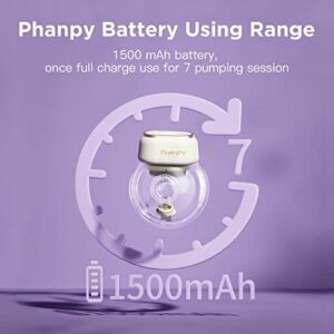 Phanpy E-Joy S2 Wearable Hands Free Portable Breast Pump, 3 Modes 8 Levels High Performance LED Touch Screen Low Noise, 7oz Capacity 20&24 mm(2 Counts)