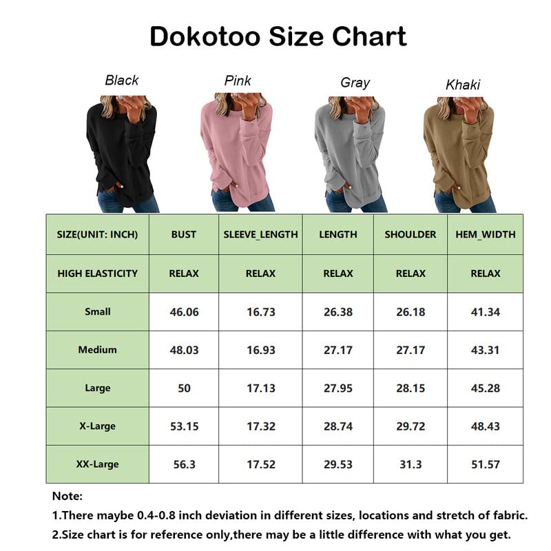 Dokotoo Womens Ladies Plus Size Long Sleeve Crewneck Sweatshirt Side Split Comfy Loose Fit Solid Basic Pullover Tunic Tee Shirts Tops Sweatshirts for Teen Girls 2023 Fashion Fall Blue XXLarge