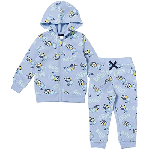 Bluey Little Boys Fleece Zip Up Hoodie Set Blue 7