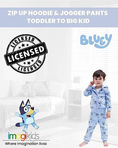 Bluey Little Boys Fleece Zip Up Hoodie Set Blue 7