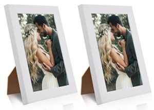 pecula 2 pack 4x6 picture frame, white picture frame for wall and tabletop display, photo picture frame with clear display